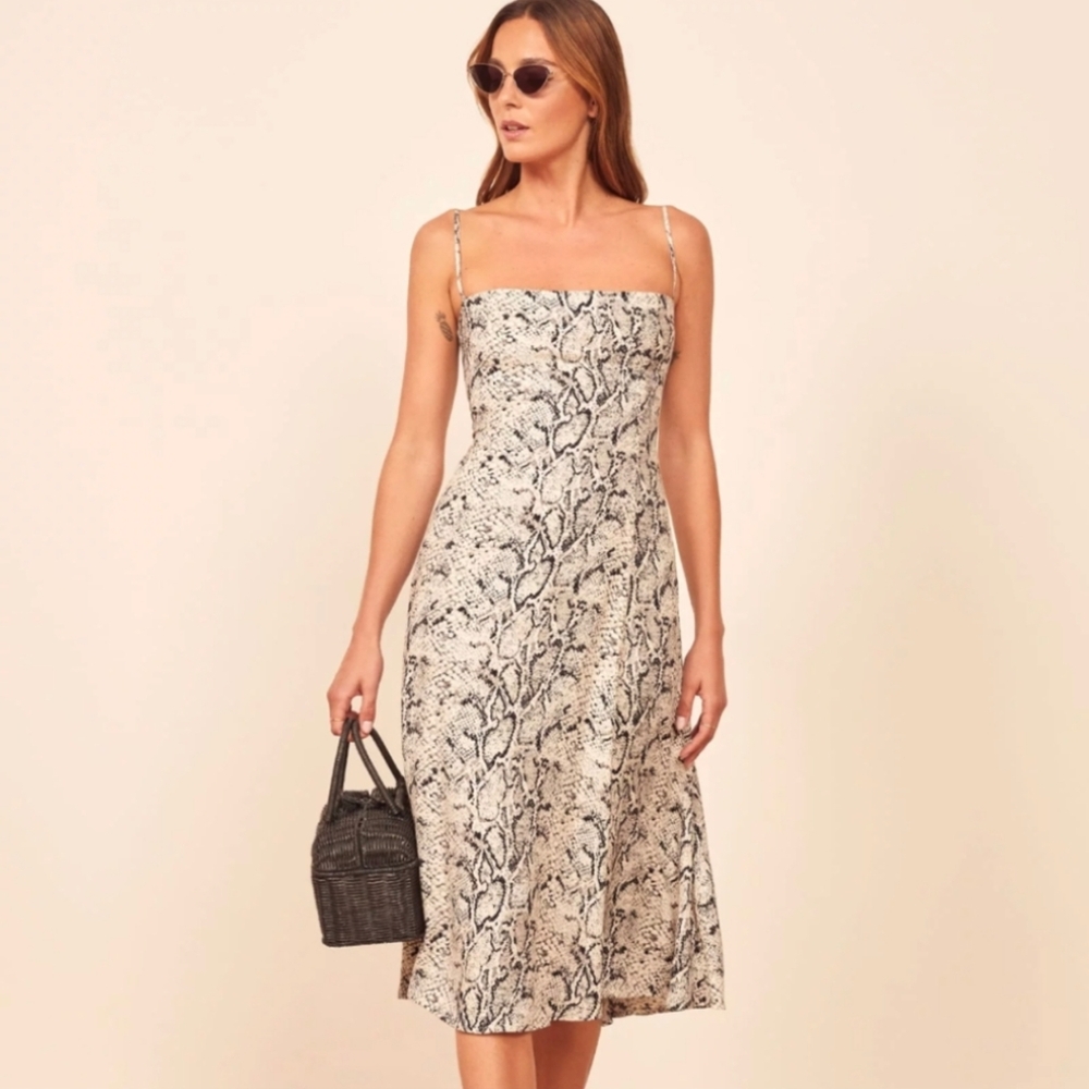 Reformation Vollare Elegant Snake Print Dress 4